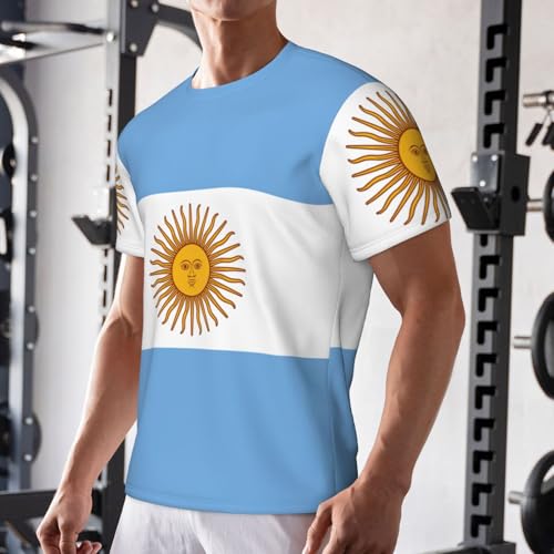 GaxfjRu Camisetas deportivas de secado rápido para hombre, diseño de bandera argentina, que absorbe la humedad, camisetas deportivas de manga corta para entrenamiento, Negro, XXL