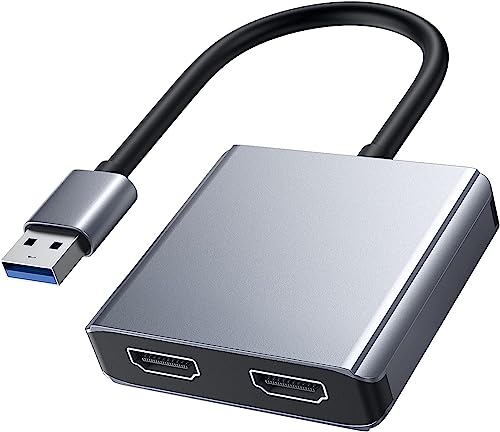 Image of USB 3.0 to Dual HDMI Adapter - 4K@30Hz and 1080P@60Hz Hdmi Splitter for Dual Monitors, USB 3.0 to 2 HDMI Adapter Compatible with Windows /MacOS /Android /Win XP