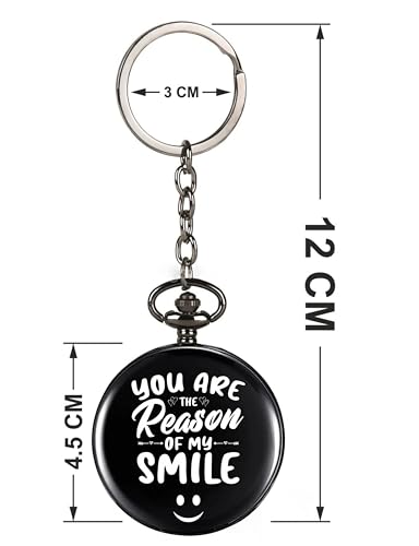 Image of Vintage Gandhi Style Pocket Watch with Engraved Designs & Messages Royal Black Analog for Men Women & Kids Includes Key Ring for car or Bike Keys Ideal Gift