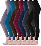 Diravo 7 Pack Fleece Lined Leggings Womens Fashion High Waist Tummy Control Leggings for Women Winter Warm