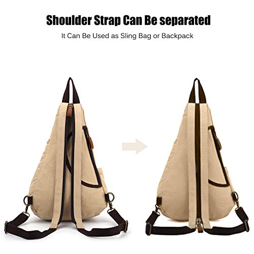 FANDARE Unisex Sling Bag Canvas Crossbody Schouder Rugzak 3 in 1 Mannen Borsttas Vrouwen Casual Daypacks fit 9.7 inch Tablet Rugzak voor Outdoor Fietsen Wandelen Reizen Indoor Activiteiten Retro Schooltas - Image 5