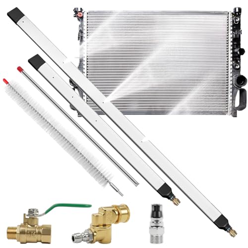 Image of 47 inch & 24 inch radiator air cleaning wand, Cleaning Wand Set, 2PCS | 4 Precision 25 Fan Nozzles, Water & Air Dual-Use, 4500 PSI Pressure, Stainless Steel Washer Tool