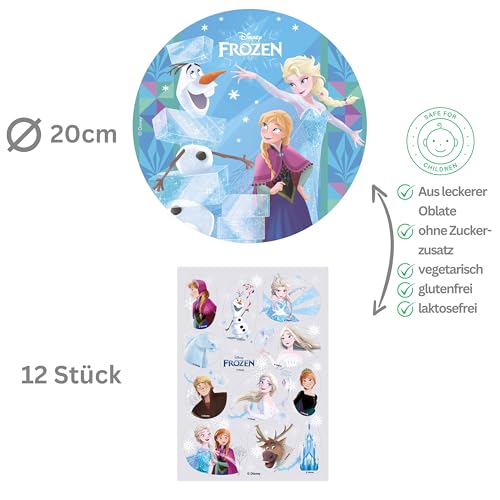 Dekozauber24 2er Set Frozen Essbarer Tortenaufleger + Mini-Törtchenaufleger, Tortendeko Kindergeburtstag (Frozen Nr. 5)