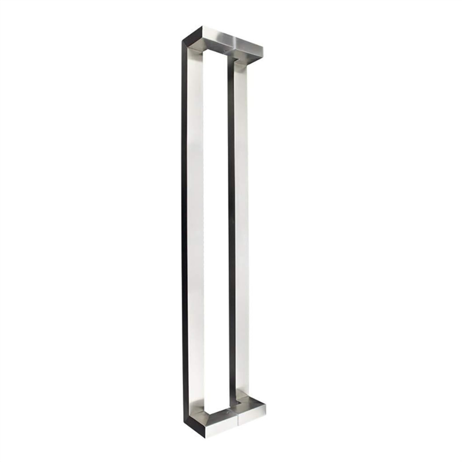 Poignée de porte en acier inoxydable argenté au design carré contemporain