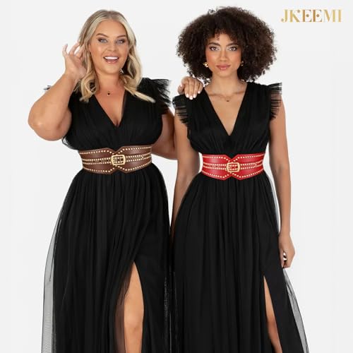 JKEEMI Wide Red Belts for Women Plus Size Elastic Dress Belt by JKEEMI - Used condition - Image 3