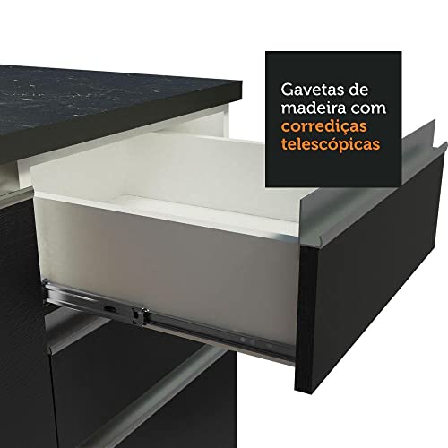 Armário de Cozinha Completa 100% Mdf 270cm Branco/preto Acordes Madesa 06