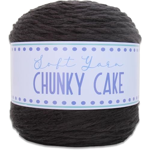 Image of ThreadArt Chunky Yarn Big Cake, 300g (316 Yards - Black 17 | Super Bulky #6 for Hand Knitting & Crocheting - 100% Soft Acrylic for Blanket Yarn