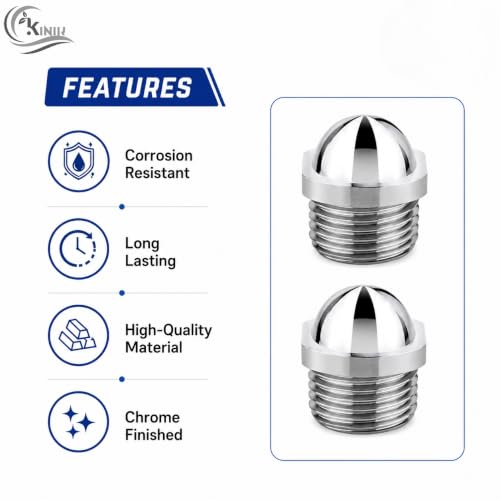 Image of KINIK CP Brass Plug 1 /2 Inch Male Thread Chrome Plated Pipe End Cap Round Head Heavy Duty Leak Proof Rust Resistant Brass Plug for Bathroom Kitchen Plumbing Water Line Closure Durable Use Strong Fit