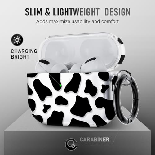 Image of for AirPods Pro 3 Case (2025) with Cleaner Kit, Cute Soft Silicone Cover Compatible AirPods Pro 3rd Genera case with Keychain for Women Men with Keychain for Airpod Pro case(2025) Black Cow Print