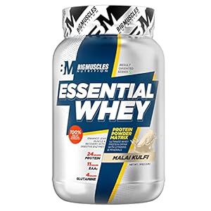Bigmuscles Nutrition Essential Whey Protein Pack of 1Kg powder[Malai Kulfi] | 24g Protein/serving with Digestive Enzymes…