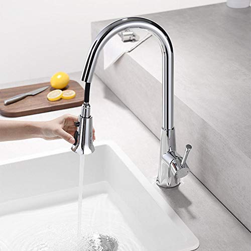 Mitigeur de cuisine avec douchette extractible en laiton robinet monotrou eau chaude et froide
