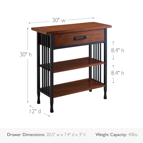 Image of Leick Home SINCE 1912 Ironcraft Foyer Bookcase with Drawer Storage