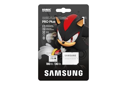 Samsung Sonic the Hedgehog(TM) microSD-Karte + SD-Adapter, Speicherkarte mit 1 TB, UHS-I U3, Full HD & 4K UHD, 180 MB/s Lesen, 130 MB/s Schreiben, Datenspeicher f&uuml;r Handheld-Konsolen, MB-MD1T0SA/LC1