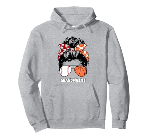 Grandma Life Basketball and Baseball mom funny Pullover Hoodie