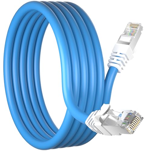 Ethernet Cable 50ft, Cat 7 Outdoor Cable SFTP Triple Shielded Ethernet Cable Indoor, High-Speed 10Gbps 600MHz Network Cable, Waterproof / UV Resistant, Direct Burial, LAN Cable with RJ45 for Router