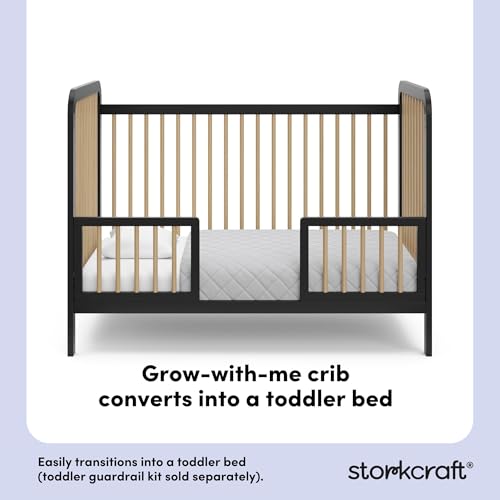 Image of Storkcraft Pasadena 3-in-1 Convertible Crib, Black and Driftwood