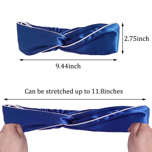 Lwzhled Headbands For Women, Simulated Silk Stretchy Hair Band, Fashion Knotted Elastic Girls Headband For Washing Face Makeup Or Yoga Workout (Blue) #TOP4