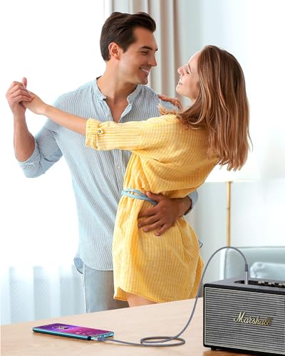 Ticenpe Aux Kabel Audio Kabel 3,5mm Klinkenkabel [1,2M] 90 Grad Aux Kabel mit Winkelstecker, Nylon Geflochtenes Kabel Stereo Klinke auf Klinke für Kopfhörer,Autoradio,Handy,PC,Soundbar,Stereoanlage