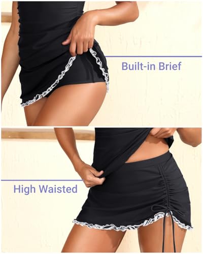 Women Tankini Swimsuits with Skirt - Two Piece Tummy Control Bathing Suit Halter V Neck 2025 Swimwear3