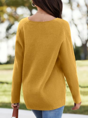 Image of Imily Bela Womens Oversized Deep V Neck Sweaters Sexy Long Sleeve Tunic Sweater Knitted Dressy Pullover Jumper