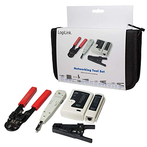LogiLink WZ0012 5in1 Netzwerk Werkzeug Set für RJ11, RJ12, RJ45 inkl. Tasche