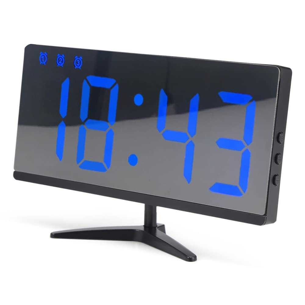 HRWLY LED Digital Alarm Clock Snooze Time Date Temperature Cycle Display Adjustable Brightness(Argento)
