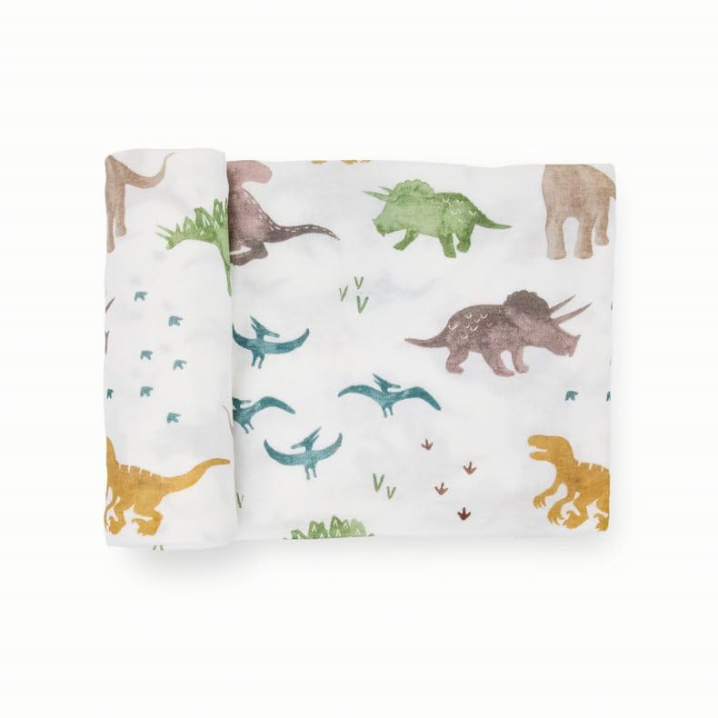 Image of Little Unicorn Premium Stretch Knit Swaddle Blanket | Super Soft with Optimal Stretch & Breathability for swaddling (Dino Pals)