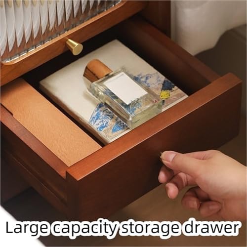 Mid-Century Modern Nightstand - Real Oak Wooden Bedside Table with Storage - Stylish End Table & Coffee Table for Bedroom, Living Room - Durable, Versatile Design