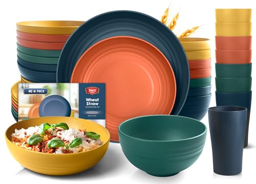 Teivio 32-Piece Wheat Straw Dinnerware Set for 8