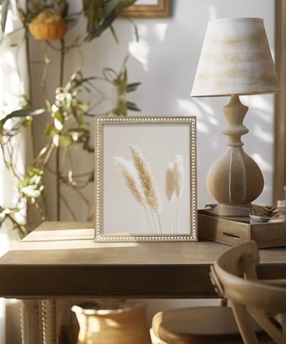 Sumgar 8X10 Picture Frame Boho 5X7 Photo Frame With Mat Farmhouse White Wood Shabby Chic Wall Mounted Display For Birthday Wedding Friend Gifts With Distressed Decorative Pine Beads thumb #1