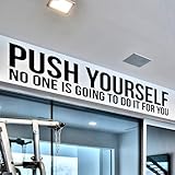 My Vinyl Story - Push Yourself - Motivational Wall Art Gym Wall Decor Decal Quote Sticker Home Exercise Fitness Workout Positive Sign Office Vinyl Removable (Matte Black, 48x12 inches)