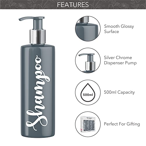 Print Maniacs 3 Set Mrs Hinch Inspired Grey Personalised 500ml Dispenser Pump Bottles Shampoo Conditioner Body Wash (White) - Image 3