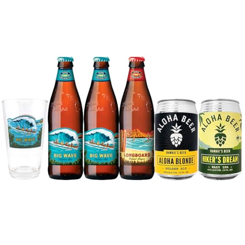 ビール ハワイ コナビール アロハビール 5種 5本 飲み比べセット グラス付き 355ml ビッグウェーブ ロングボード