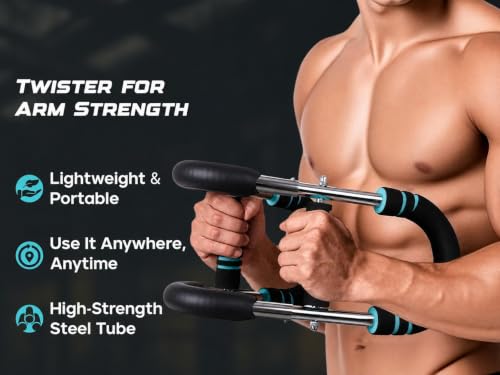 Image of AMTARYAMI Twister Arm Trainer for Men | Flexible Chest Workout Equipment for Home Gym | Muscle Builder & Strength Training for Arms | 66-88-110lb Adjustable Resistance Levels