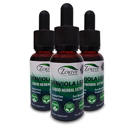 Zokiva Nutritionals - Graviola Extract Soursop Guanabana Tincture - 1 oz 3-Pack - Double Extracted Annona Muricata - A Bioavailable Superfood Rich in Powerful Antioxidants