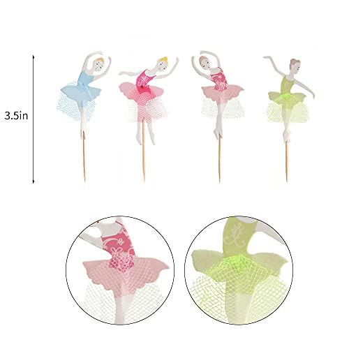 Hokpa Cupcake Toppers Ballerina, Ballet Dancer Girls For Wedding Baby Shower Birthday Cake Decoration, 24 Pcs #TOP6