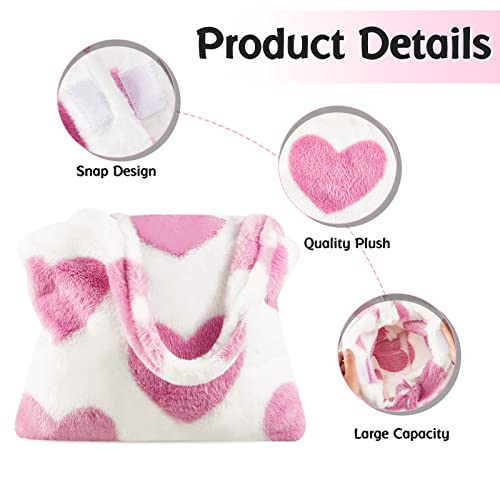 Bolso Tote de hombro fluffy para mujer color rosa miniatura 6
