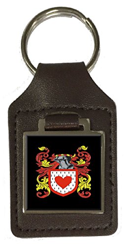 Porte-clés en cuir marron Leader au blason familial haut de gamme