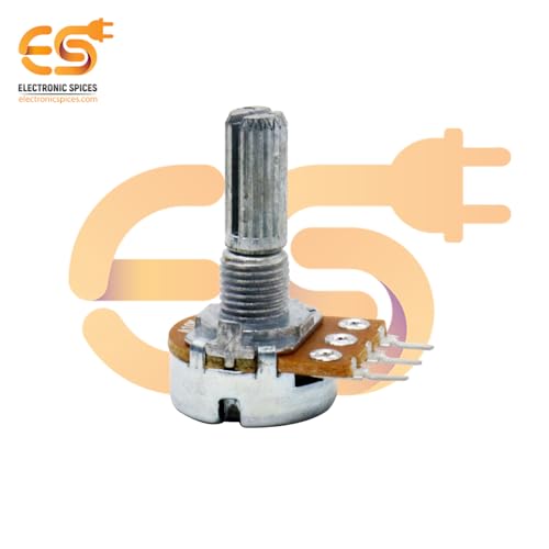 Image of Electronic Spices 10k 3 Pin 14mm Long Round Shaft Rotary Potentiometer Volume Pot 10K with Knob for Multiple Applications (Pack of 4)