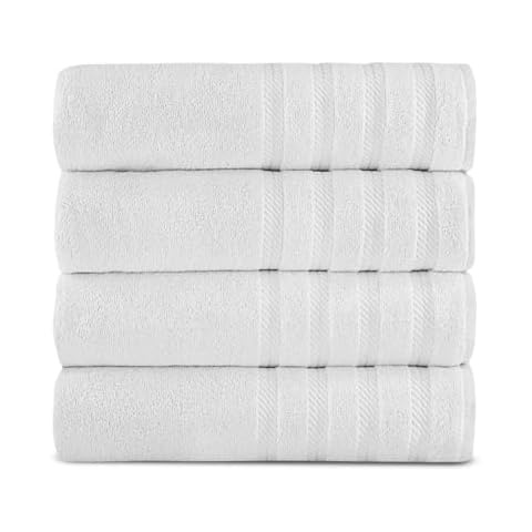 Classic Turkish Towels CTT - Premium 4 Piece Bath Towel Set, Made with 100% Turkish Cotton, Quick Drying, Highly Absorbent & Comfy Towels for Spa & Hotel | 27"x54"(White) Cover