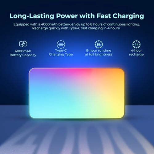 Image of Digitek (LED-D130 RGB) 12W Portable Video LED Light, 130pcs LED with 2500K±9900K, Built-in 4000mAh Battery, 21 FX Modes, HSI 360, 0-100% Brightness Control, 1 /4 inch Screw Mount, for Photo & Videography