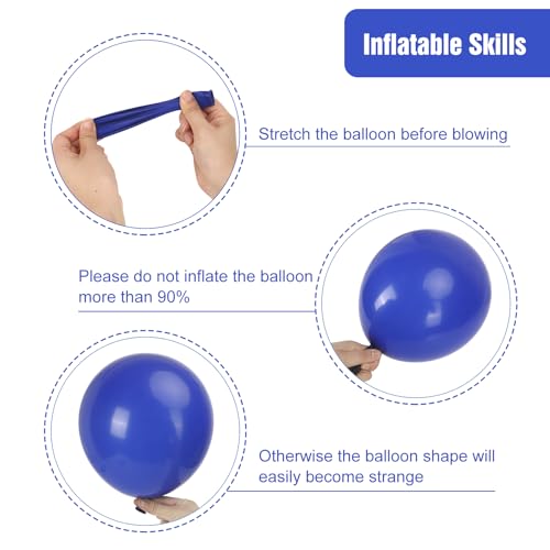 Image of RUBFAC 135pcs Royal Blue Balloons, Latex Balloon Different Sizes 18 12 10 5 Inch for Garland Arch Birthday Party Graduation Baby Shower Baseball Nautical Party Decoration