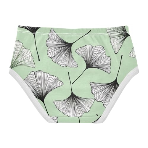 Stylish Girls Underwear Toddler 2t Cotton Panties Little Girl Black White Ginkgo Leaves Green Briefs Undies Kids2
