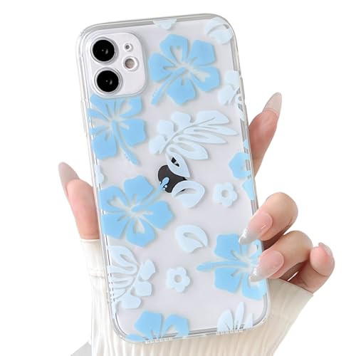 Coque hibiscus bleu iPhone 11 pour style estival de fille