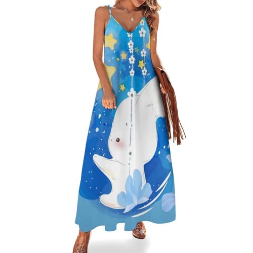 Robe Maxi Col V Décontracté Lapin Étoilé pour Vos Journées de Plage