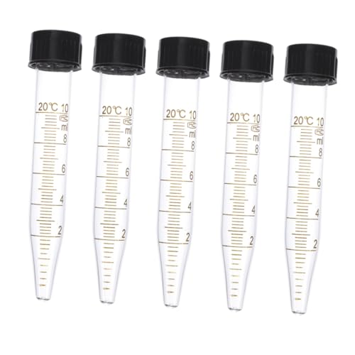 IMIKEYA 5 piezas Tubos de Centrífuga de Vidrio con Tapones de Tubos de Ensayo Científicos Transparentes con Fondo Cónico para Laboratorio y Biología Molecular
