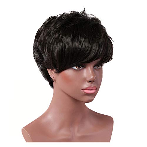 JIAQUAN-SHOP Perücke 10Inch Frauen Black Perücken Hochtemperaturfaser Kurze Haarteile Toupee UND SCHÜLTIGKEIT Natural SYNTHICE Wigs □ for die tägliche Partei Synthetische Perücken Cover