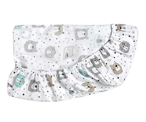 FlyIdeas Next to Me Crib Fitted Sheets 3 Pcs Set 83x50cm | 2 Fitted Sheets & 1 Waterproof Mattress Protector | Unisex Baby Animals Cute Patterns | Pure Certified Cotton