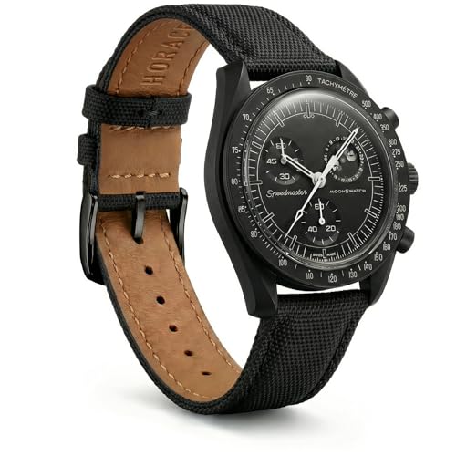 Bracelet montre 20mm Horace cuir nylon finitions haut de gamme pour MoonSwatch
