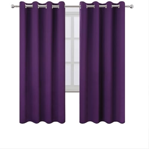 Image of LEMOMO Blackout Curtains 66 x 72 Inch Long Purple Curtains Set of 2 Panels Room Darkening Curtains for Bedroom and Living Room